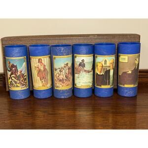 6 Set Vintage Jim Beam "Blue Drizzle" Hi-Ball Glasses in Original Collectors Box